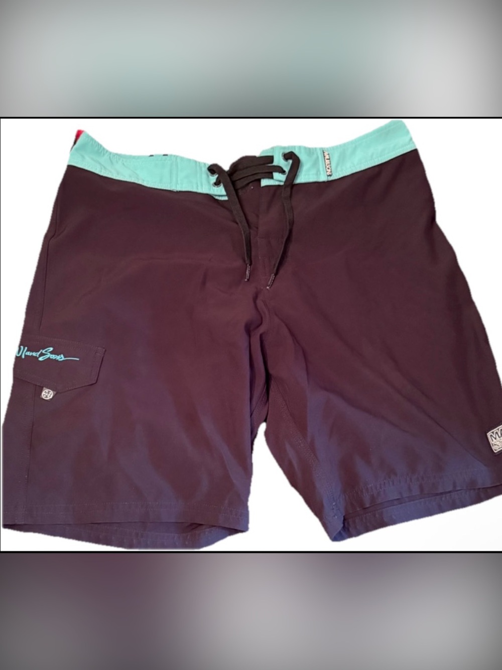Maui & Sons‎ Mens 34 Board Shorts Swim Trunks Drawstring Black Surf Tropical
